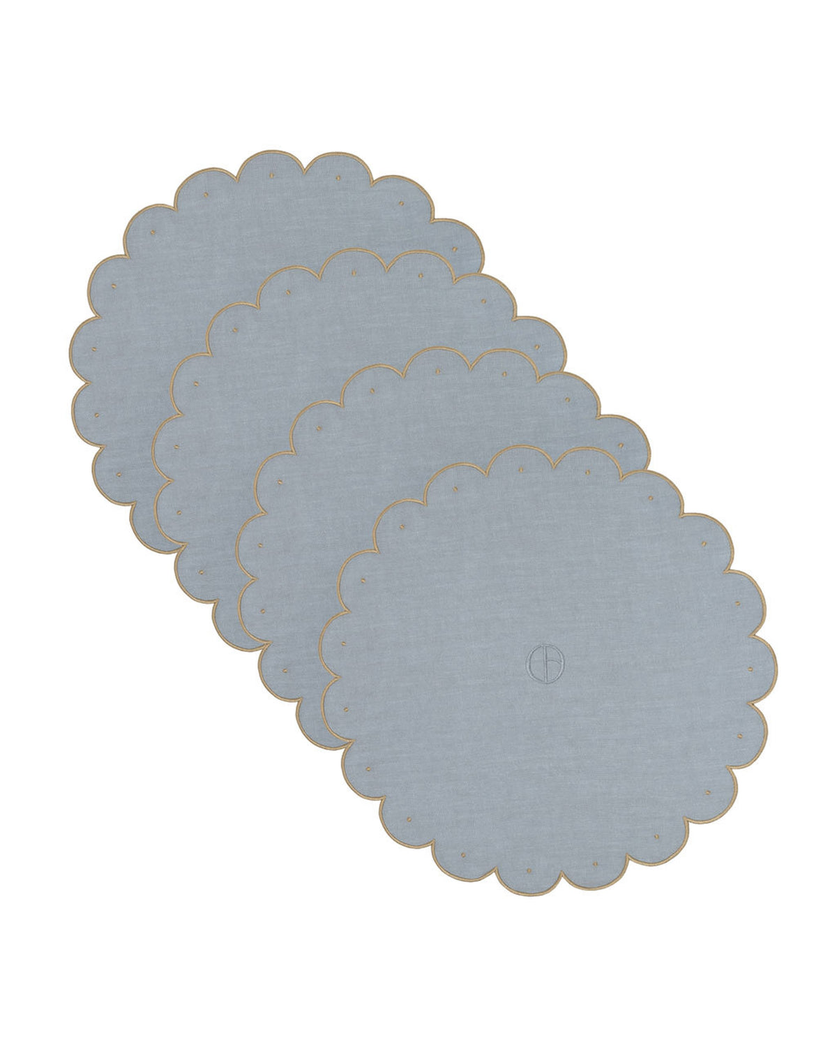 Bloom Placemat - Dusty Blue & Taupe - Set of 4