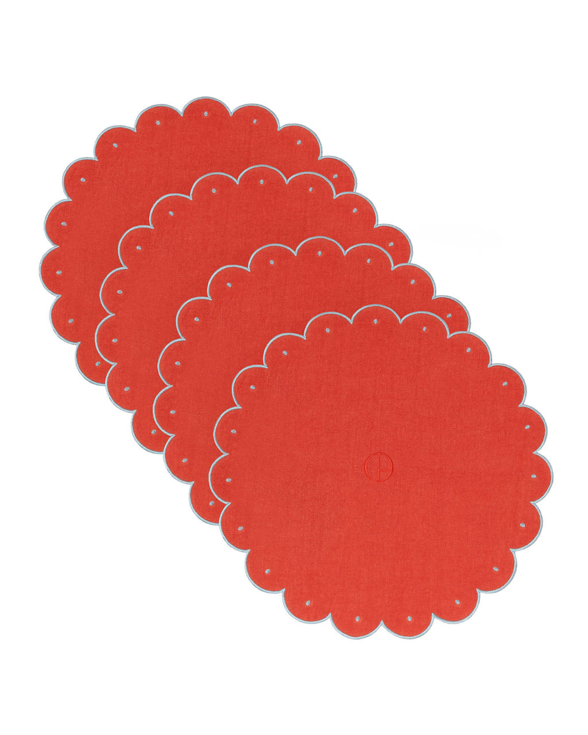 Bloom Placemat - Cherry & Dusty Blue - Set of 4