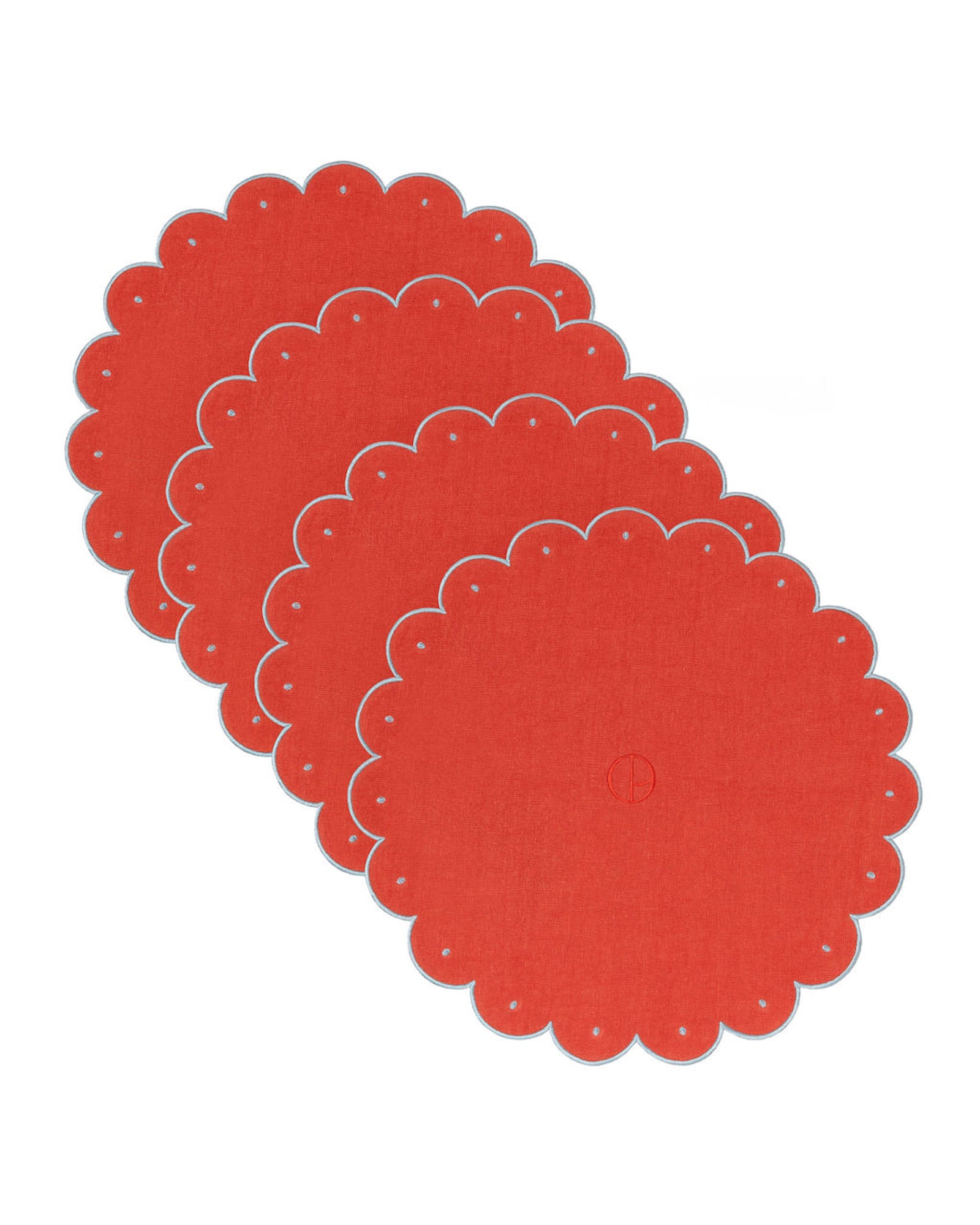 Bloom Placemat - Cherry & Dusty Blue - Set of 4